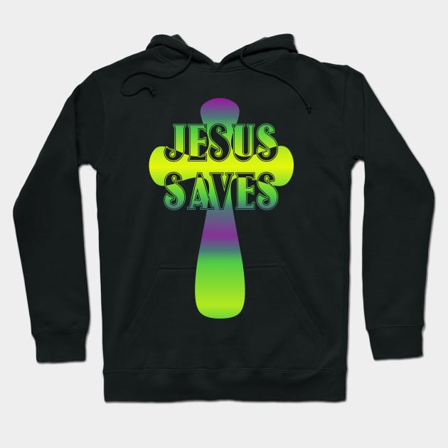 Jesus Saves Christian Cross Hoodie by AlondraHanley